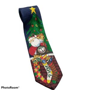 Ho Ho Ho Santa Claus Christmas Tree Stockings Tie